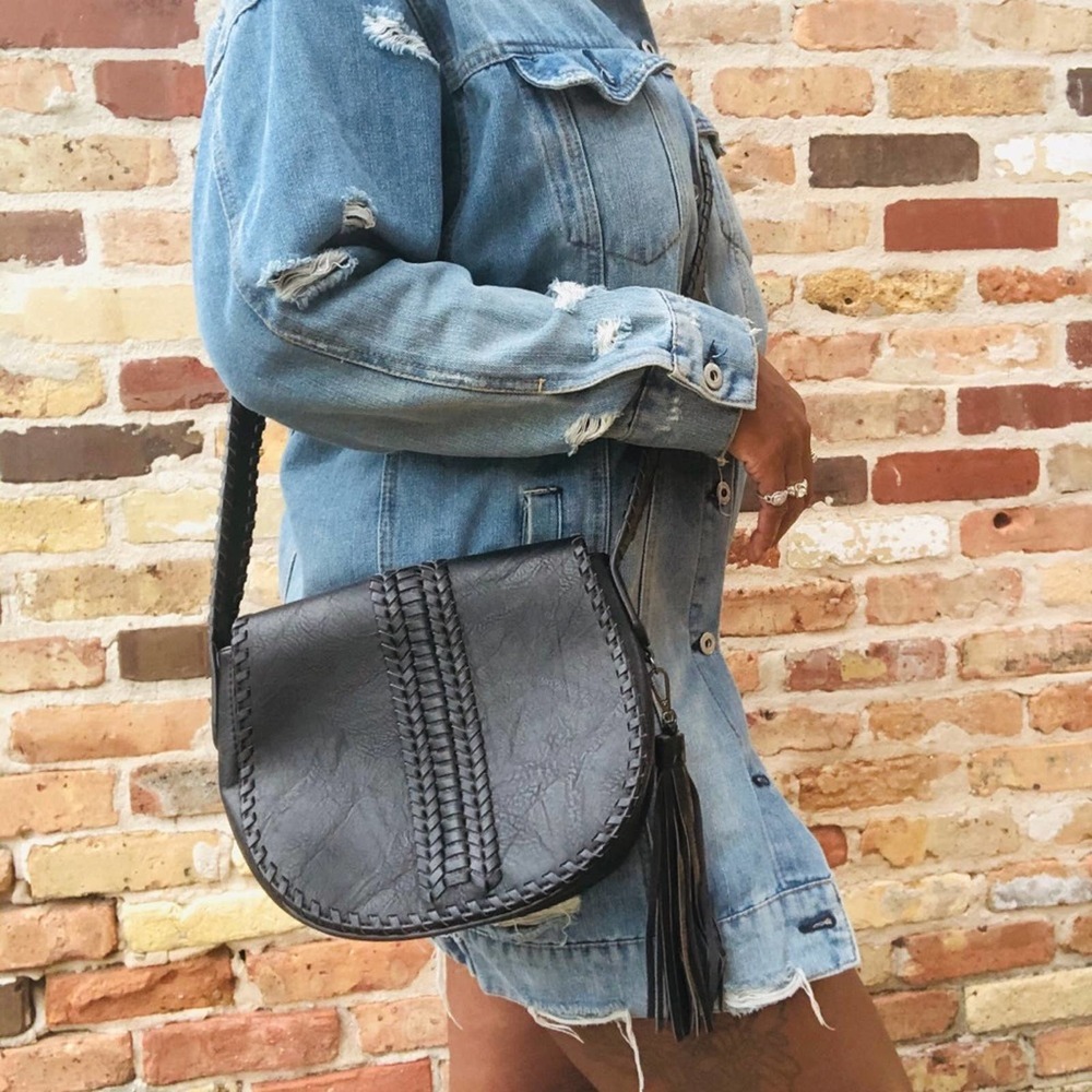 Black Leather Crossbody Bag